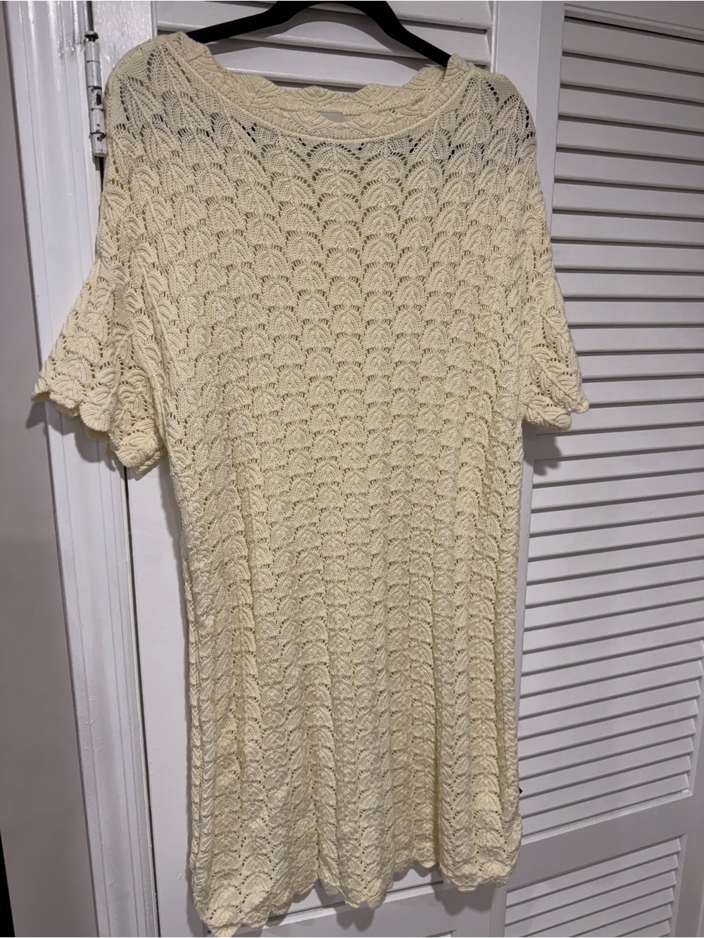 a new day Cream Crochet Short-Sleeve Sweater Dress